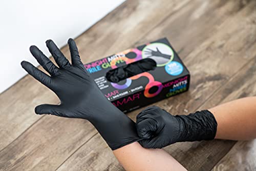FRAMAR Powder Free Nitrile Gloves Small, Guantes Desechables | For Hair Dye 12 INCH Latex Free Gloves Disposable, Cleaning, Tattoo, Extra Durable & Resistant, 100 Pack - size: Small (Pack of 100)