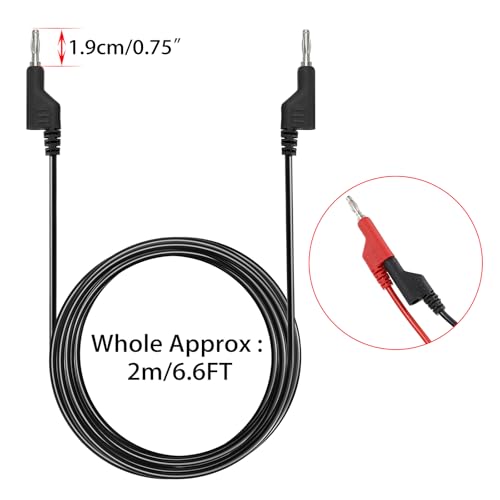 Sumnacon 5Pcs Banana to Banana Plug Test Lead, 4mm Stackable Banana Plug Wire Test Cable Lead for Multimeter, Electrical Test Wire 1000V/15A 6.6Ft/2M - size: 2 m
