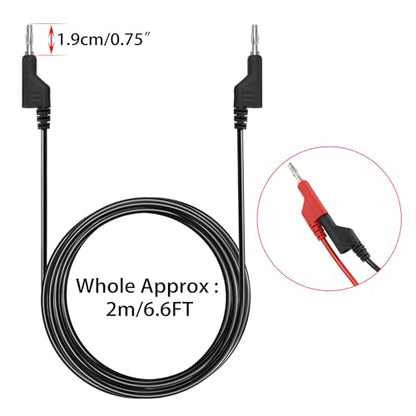 Sumnacon 5Pcs Banana to Banana Plug Test Lead, 4mm Stackable Banana Plug Wire Test Cable Lead for Multimeter, Electrical Test Wire 1000V/15A 6.6Ft/2M - size: 2 m