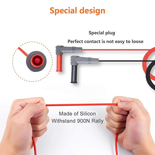 KAIWEETS Soft Silicone Electrician Test Leads Kit CAT III 1000V & CAT IV 600V with Alligator Clips and Needle Probe for Fluke/AstroAI/INNOVA Multimeter Electronic Clamp Meter 9PCS - size: 9PCS