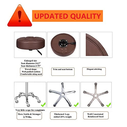 Kaleurrier Swivel Stool Adjustable Height: Heavy Duty Rolling Stool Chair for Kitchen Salon Bar Office Drafting Standing Desk Garage Shop - Seat Height 22-30"(with Back Rest) (Coffee) - color: Coffee