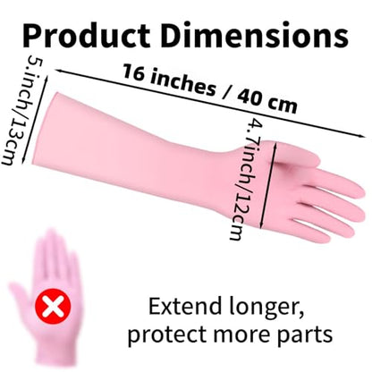 16 inch Nitrile Disposable Gloves Long Sleeved Blue 6Mil Durable Waterproof Latex Free Cleaning Dishwashing 50PCS - color: Pink, size: Medium