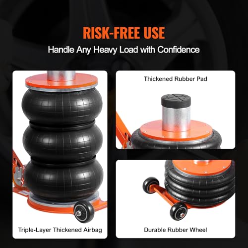 VEVOR Air Jack, 5 Ton/11000 lbs, 4-10 S Pneumatic Lifting Jack with Heightened Column & Adjustable Handle, Easy-to-Lift & Space-Saving Jack with Thick Rubber Pad, Fits for Sedan, SUV, Pickup Truck