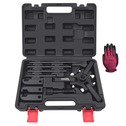Harmonic Balancer Damper Pulley Puller Kit | Compatible with Ford GM Chrysler Cadillac Chevy, Adjustable Upgraded 3-Jaw Puller for Harmonic Damper & Balancer Removal - color: Black Case