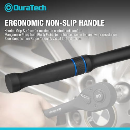 DURATECH 3-Piece Drive Ratchet, 90-Tooth Quick-release Ratchet Wrench | 1/4", 3/8", 1/2" Socket Wrench for Men Women, Reversible, Cr-V Made, 4° Swing, Manganese Phosphate Black Finish - size: Combo Kit(Black)
