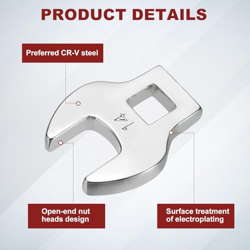 HARFINGTON Drive Crowfoot Wrench 3/8 Inch 14mm Metric Flare Nut Wrench CR-V Steel Electroplating Open End Crowfoot Spanner for Automotive Repair Mechanics, Bright Silver - size: 3/8 Inch x 14mm