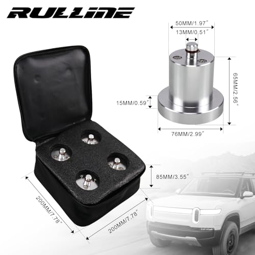 RULLINE Jack Lifting Jack Pad Lift Point Adapter with Magnetic（Magnet Reinforcement to Prevent Falling Off） Compatible with Rivian R1T R1S -4 Pack with Storage - style: Magnetic and Screw Reinforcement