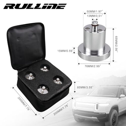 RULLINE Jack Lifting Jack Pad Lift Point Adapter with Magnetic（Magnet Reinforcement to Prevent Falling Off） Compatible with Rivian R1T R1S -4 Pack with Storage - style: Magnetic and Screw Reinforcement