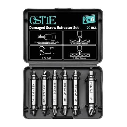 Damaged Screw Extractor Set 6PCS, Stripped Screw Extractor, Easy Out Removal of Rusty Broken Screws Bolts, Gifts for Men - size: 6 Piece