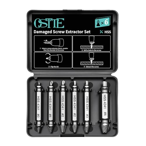 Damaged Screw Extractor Set & Stripped Screw Extractor Kit | 6Pcs HSS Easy Out Set for Stripped/Broken/Rusty Screws & Bolts, Compact Storage Case, Ideal DIY Gift for Men - size: 6 Piece