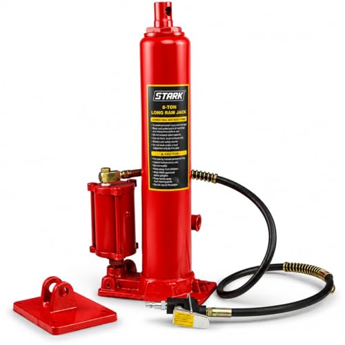 XtremepowerUS 8 Ton Hydraulic Long Ram Jack Replacement Engine Hoist Cylinder with Clevis Base, Heavy-Duty Welded Steel, Manual Pump Operation (8 Ton (Air Pump)) - size: 8 Ton (Air Pump)
