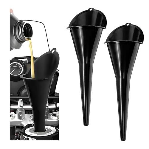 2 PCS Oil Funnel, Plastic Long Neck Multi-Purpose Spill Saver Funnel, Engine Oil Funnels for Filling Oils Gas Water Diesel Fuel Lubricants for Car Motorcycle ATV Boat (Black) - color: Black-2PCS
