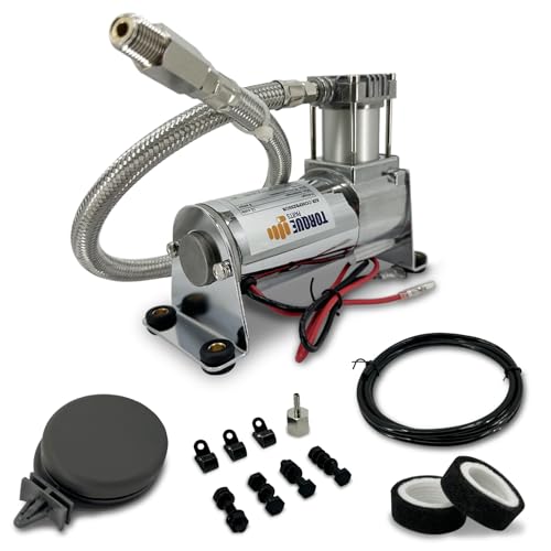 TORQUE 12V Heavy Duty 444c Air Compressor Kit - 120 PSI, Portable Single Port, Replaces Air Lift 16092 16192 - Compressor for Train Horns, Air Horns, Air Ride Suspension, Train Horn Systems (TR16192) - color: Air Compressor Kit