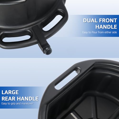 HKTE 16L Oil Drain Pan, 4.2 Gallon Large Capacity Oil Change Pan with Anti-Splash Lip & Wide Pour Spout, Heavy Duty HDPE Oil Catch Container for Cars, Trucks, SUV Maintenance
