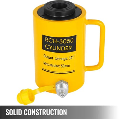 VEVOR 30T Hydraulic Cylinder Jack Hollow Single Acting Hydraulic Ram Cylinder 50mm Hydraulic Lifting Cylinders (30T 2Inch Hollow) - size: 30T 2Inch