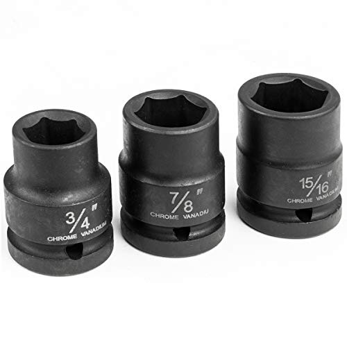 Stark USA 21-Pieces 3/4" Drive Deep Impact Socket Set Sliding T-Bar Master SAE Adapter, Ratchet, Extension Bars (3/4" - 2" inch) Large Vehicle & Equipment Maintenance