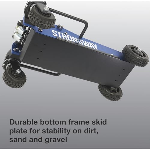 Strongway Professional Aluminum Off-Road Jack, 3 Ton 6000 Lb Capacity, 29 in. Lift Height, Steel Skid Plate, Quick-Change Saddle, 360 Degree Swivel Casters, for Trucks, SUVs, ATVs and UTVs