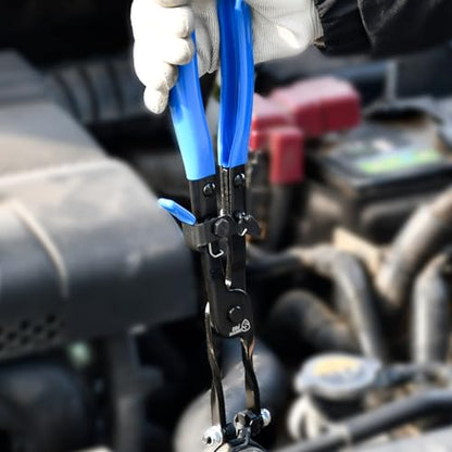 SMOTIVEPRO 11 Inch Hose Clamp Plier, Hose Clamp Tool with Locking Assist & Swivel Flat Band for Removal and Installation Spring Hose Clamps - size: 11in Hose Clamp Plier