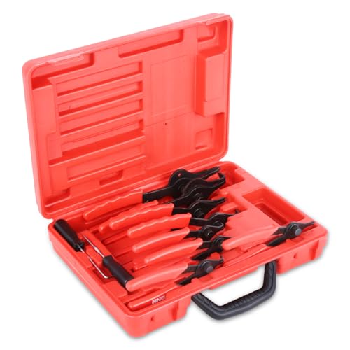 Auto Dynasty 10PCS Snap Ring Pliers Set, Heavy Duty Internal & External Retaining Ring Circlip Pliers with Bent Straight Pliers, Hook and Pick, Automotive Removal Tool All in One Storage Case - style: 11pc Multi Plier