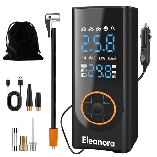 Eleanora Cordless Tyre Inflator air Compressor, Car Tire Pump 6000 mAh 150PSI 12V DC Electric Tyre Pump with LED Lights, Electric Air Pump for Vehicle Tyres/Bike/Motorbike/Ball/Inflatables
