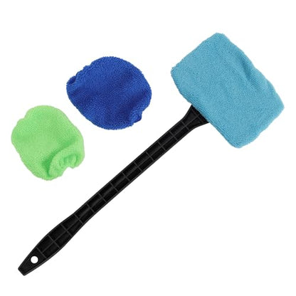 Car Windshield Cleaning Tool Windshield Cleaning Wand Auto Window Cleaner,3 Pieces Auto Glass Wiper Cleaning Kit with Reusable Cloth Pads for Car Interior,Car Accessories