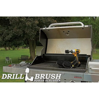 Drillbrush BBQ Grill Cleaning Kit - Safe Nylon Grill Brush | Drill Brush Set - Ultra Stiff Power Scrubber Attachments for Loose Paint, De-Scaling Rust and Graffiti Removal on Stone, Brick and Masonry - color: Black