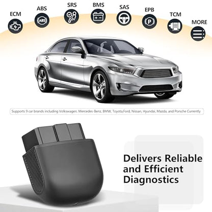 PrimeCliko Bluetooth 5.1 OBD2 Scanner for iPhone & Android - No Subscription Fee - Professional Car Diagnostic Tool with ABS SRS Airbag TPMS - Full System Code Reader for 1996+ Vehicles