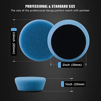 SPTA Mini Polishing Pads Set, 21 Pcs 2 inch/50mm Sponge Polishing Pads and Wool Buffing Pads, Car Foam Detail Polishing Pad Kit Mix Color for Car Detail Polishing and Waxing, Small Area Polishing - size: 2inch(50mm)