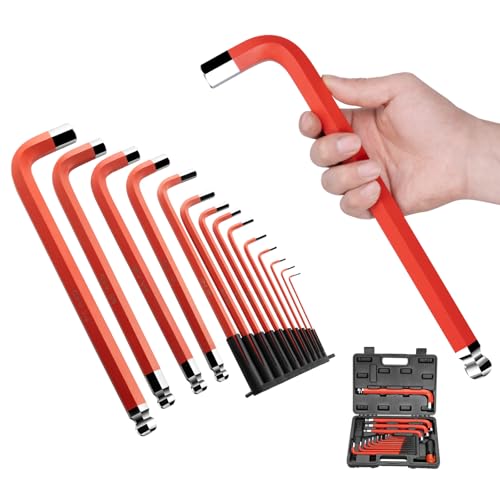 ROTATION 14PC Jumbo Hex Key Set - SAE 1/16-3/4 Long Ball End high-strength chrome vanadium Steel | Automotive Mechanic Furniture | Pro-Grade Allen Wrench Tools - style: SAE 1/16-3/4