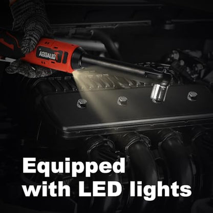 3/8" Cordless Electric Ratchet Wrench Set, 18V Power Ratchet Tool Kit With 2 Packs 2000mAh Battery And Charger, 45 FT-LBS Battery Powered Extended Wrench with LED Lights - size: 18 V Extended New
