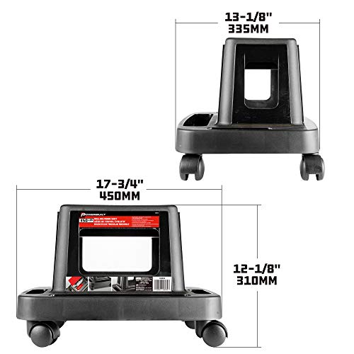Powerbuilt Heavy Duty Injection Rolling Work Seat, Under-seat Storage Holds Tools, 3 Trays in Base Hold Tools and Small Parts, 350-pound Load Capacity - 620526