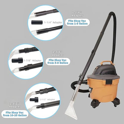 Universal Shop Vac Extractor Attachment 3-in-1 Adapter Set (2-1/2", 1-7/8", 1-1/4") for Carpet Cleaning & Auto Detailing etc.,