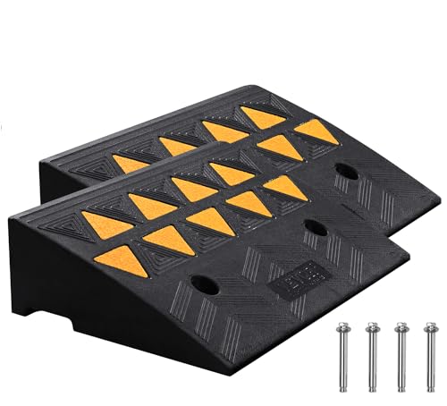 VEVOR Rubber Curb Ramp 5" Rise Height 2 Pack, Heavy-Duty 33069 lbs/15 T Capacity Threshold Ramps, Rubber Driveway Ramps for Cars, Carts, Dollies, Motorcycle, Bikes, Wheelchairs - size: 5" H