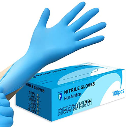 PROMEDIX P Nitrile Disposable Gloves,4mil-100 Count,Gloves Disposable Latex Free,Powder Free for Cooking,Household,Food safe - size: Medium, style: Blue of 100