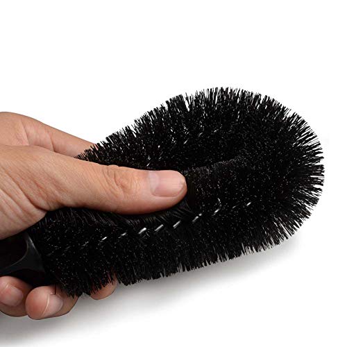 Car Wheel Brush Super Soft Tire Cleaner Car Accessories with Handle Cleaning Kit Brush Detailing Cleaning Brush(Black)