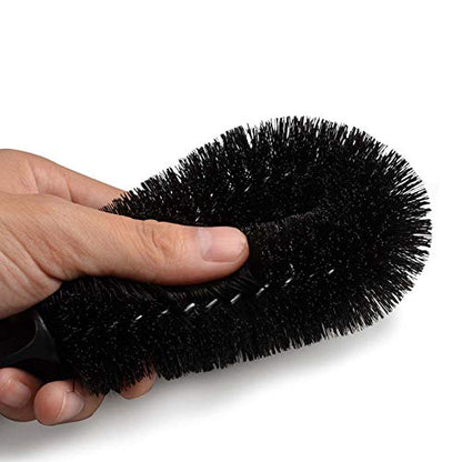 Car Wheel Brush Super Soft Tire Cleaner Car Accessories with Handle Cleaning Kit Brush Detailing Cleaning Brush(Black)