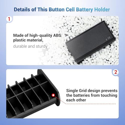 (2 Pack) LR44 Battery Holder, Coin Cell Case for 36x LR44/AG13/A76/357/SR44/SR1153/SG13/LR1154, Button Round Storage, Fits D Slot & Pull-Out Design - size: (2 PACK)Battery Case for LR44 & More
