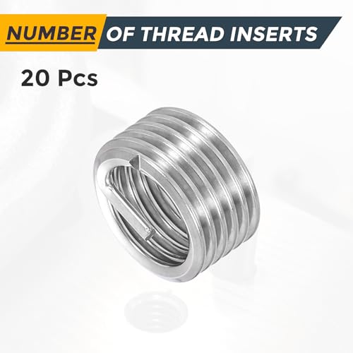 HARFINGTON 20pcs Wire Thread Repair Inserts M14 x 2 x 1D (14mm) Metric 304H Stainless Steel Helical Coiled Wire Screw Threaded Sleeve Sheath for Automotive Repairs - size: M14 x 2 x 1D