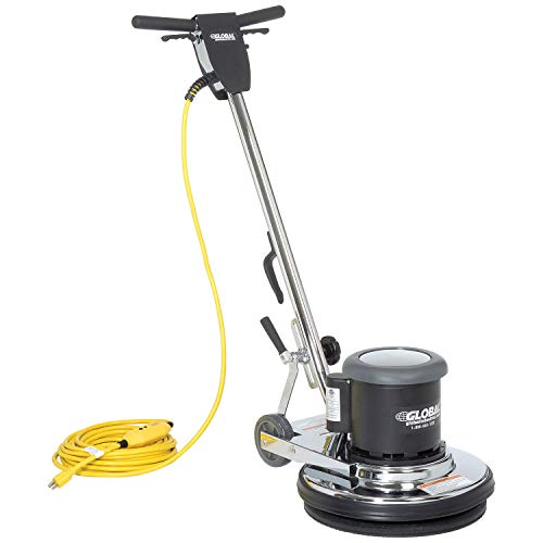 Global Industrial Corded Low Speed Floor Machine, 17" Cleaning Path | Durable Stainless Steel Construction, Heavy-Duty 1.5 HP Motor, 50'L Safety Power Cord with GFCI Plug