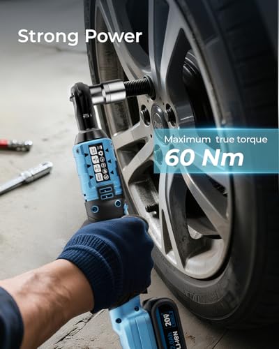 TILSWALL 20V Cordless Electric Ratchet Wrenches Set, 44.2Ft Power Ratchet Wrench 3/8", Includes 7 Sockets, 1-Pack 2.0Ah Lithium-Ion Battery, 1/4" Adapter, Fast Charger, for Professional & DIY User