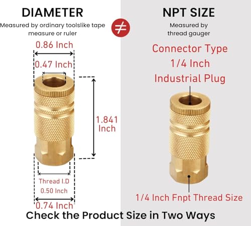 Industrial Brass Air Coupler & Plug Kit, 1/4" NPT | 28 Piece, Air Tool Fittings Set, Quick Connect Air Hose Fittings, Air Compressor Accessories - size: 1/4 inch NPT Coupler and Plug Kit, 28 Piece