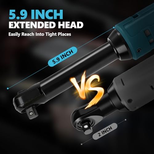 2026 Upgraded Brushless 3/8" Cordless Ratchet Wrench Compatible with Ma-kita 18V Batteries (No Battery), 60 ft-lbs Max Torque, Variable Speed, LED Light for Auto, Home & Workshop