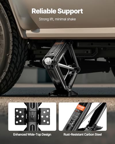 VEVOR 9000 lbs RV Scissor Jacks, 4-23.4 in RV Stabilizer Leveling Scissor Jacks, Set of 2, Heavy Duty Stabilizer Jack with Crank Handle, Socket and Bubble Levels, Not Easily Bent or Deformed - size: 9000 lbs, style: 2 PACK