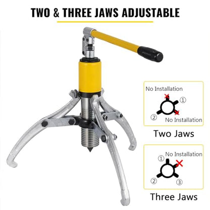 VEVOR Hydraulic Gear Puller, 15 Ton Max. Capacity Hydraulic Puller, 2 or 3 Jaws Bearing Hub Separator, 3.9"- 11.8" Hydraulic Puller Separator Tool for Pulling Hubs, Flanges, Gears, Bearings