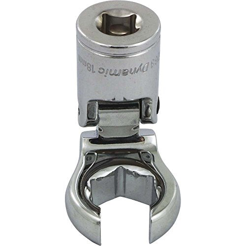 Dynamic Tools 3/8" Drive Metric 18mm Flex Head, Crow Foot Flare Nut Socket, Chrome Finish - size: 18 mm