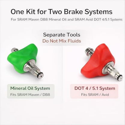 Bike Brake Bleed Kit for SRAM Maven/DB8 DB4 DB6 Mineral Oil & SRAM/Avid DOT 4/5.1 Hydraulic Disc Brakes, Dual-System Bleeding Tool Set, No Brake Fluid Included