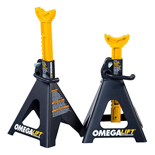 Heavy Duty 6 Ton Jack Stands Pair - Double Locking Pins - Handle Lock and Mobility Pin for Auto Repair Shop with Extra Safety (JZ060)