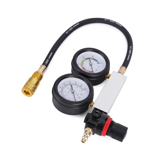 MOCA Engine Cylinder Leak Down Tester Kit, Compression Leakdown Detector Leakage Test Set for Gasoline Engine Leak, Detection Tester Kit Dual Pressure Gauges for Cars Trucks Motorcycles (Blue)