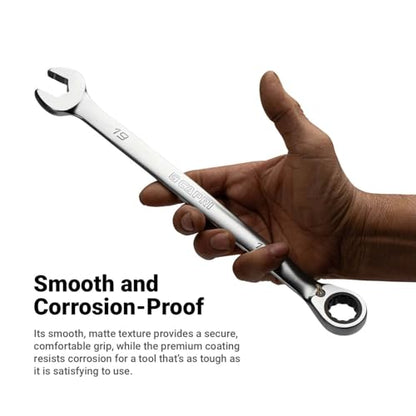Capri Tools 13 mm 120-Tooth Ultra-Smooth Reversible Ratcheting Combination Wrench, XL Long Series, Metric, 12-Point - size: 13 mm