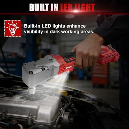 1/2" Right Angle Impact Wrench 206 ft-lbs for Milwaukee M18 Tool | Brushless Motor, 280 Nm Torque, Tight Space Angle Head, Variable Speed Trigger, Auto Repair, Bare Tool Only - color: Milwaukee